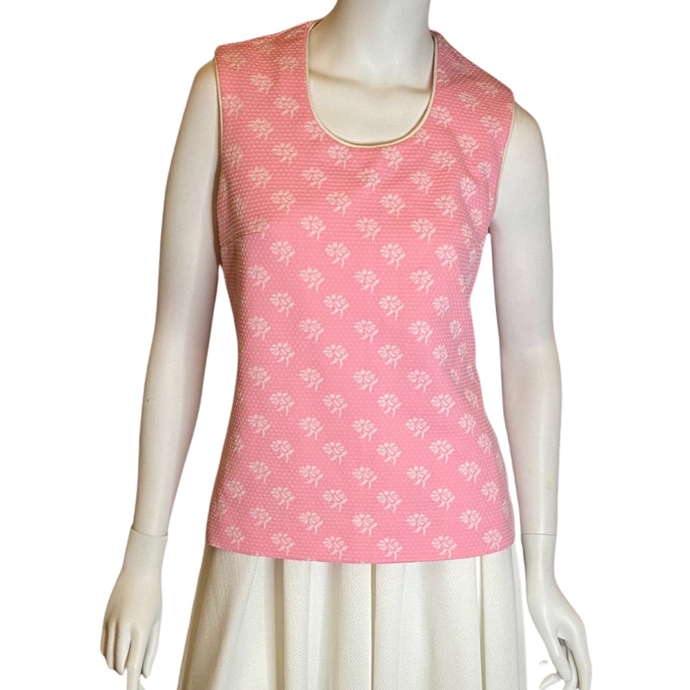 Vintage 70s Pink Polka Dot/Floral Top Size Medium